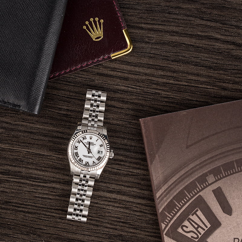 Unworn Rolex Datejust 179174 White Roman Dial