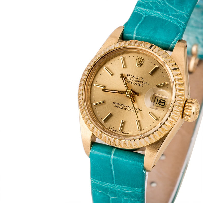 Pre Owned Rolex Datejust 6917 Torquoise Leather Bracelet