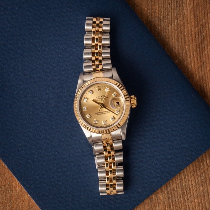 Rolex Datejust 69173 Champagne Diamond Dial