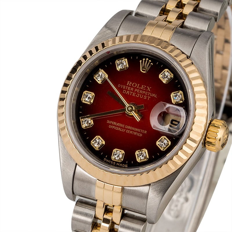 Rolex Datejust 79173 Red Bordeaux Diamond Dial