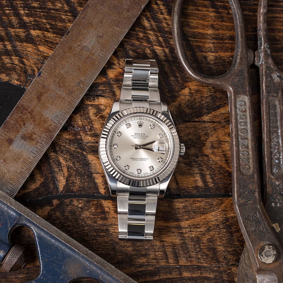 Rolex Datejust II Ref. 116334 Silver Diamond Dial