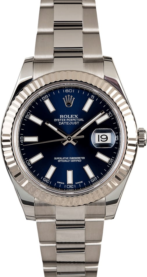 Pre-Owned Rolex Datejust II Ref 116334 Blue Luminous Dial