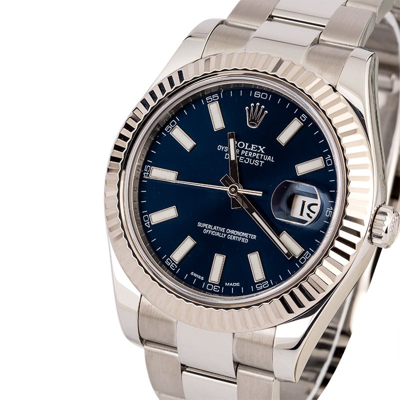 PreOwned Rolex Datejust II Ref 116334 Blue Index Dial