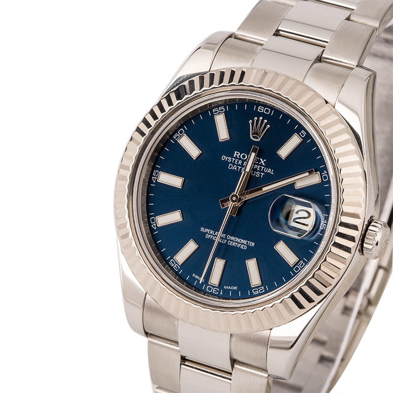 PreOwned Rolex Datejust 116334 Blue Luminous Dial 41MM