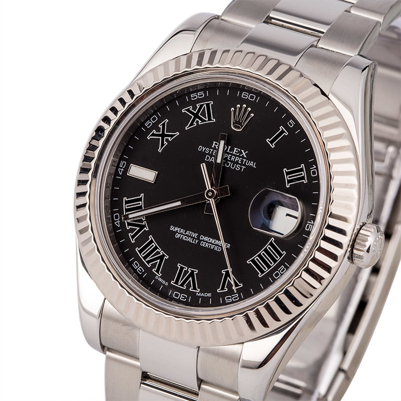 Pre-Owned Rolex Datejust II Ref 116334 Black Roman Dial