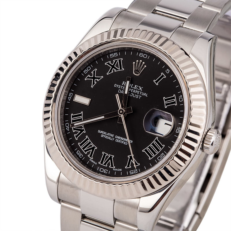 Pre-Owned Rolex Datejust II Ref 116334 Black Roman Dial