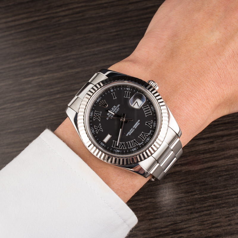 Pre-Owned Rolex Datejust II Ref 116334 Black Roman Dial