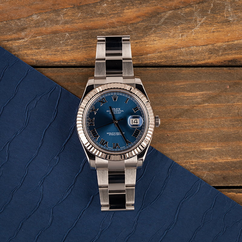 Used Rolex Steel Datejust 116334 Blue Roman Dial