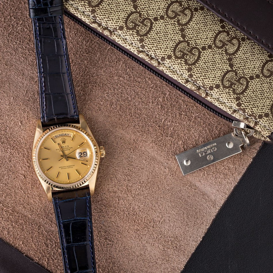 Rolex Day-Date 18038 Blue Leather Strap