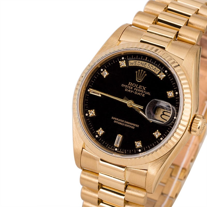 Pre-Owned Rolex President 18038 Black Diamond Dial