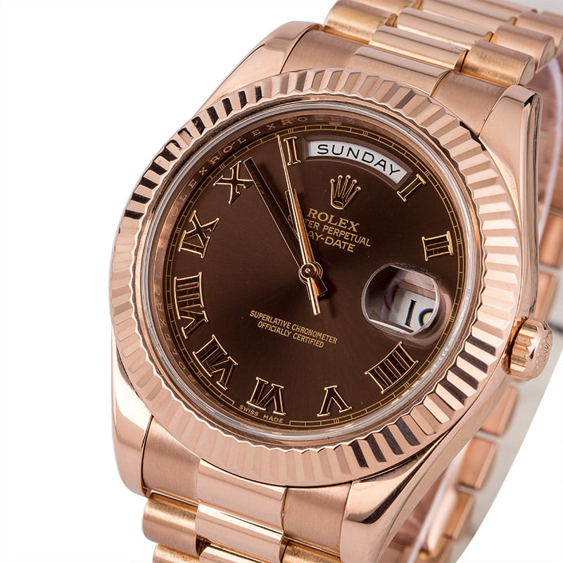 Rolex Day-Date 218235 Everose Gold President Chocolate Dial