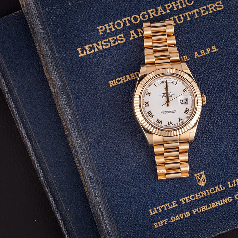 Rolex Day-Date II 218238 White Roman 41MM Pre Owned
