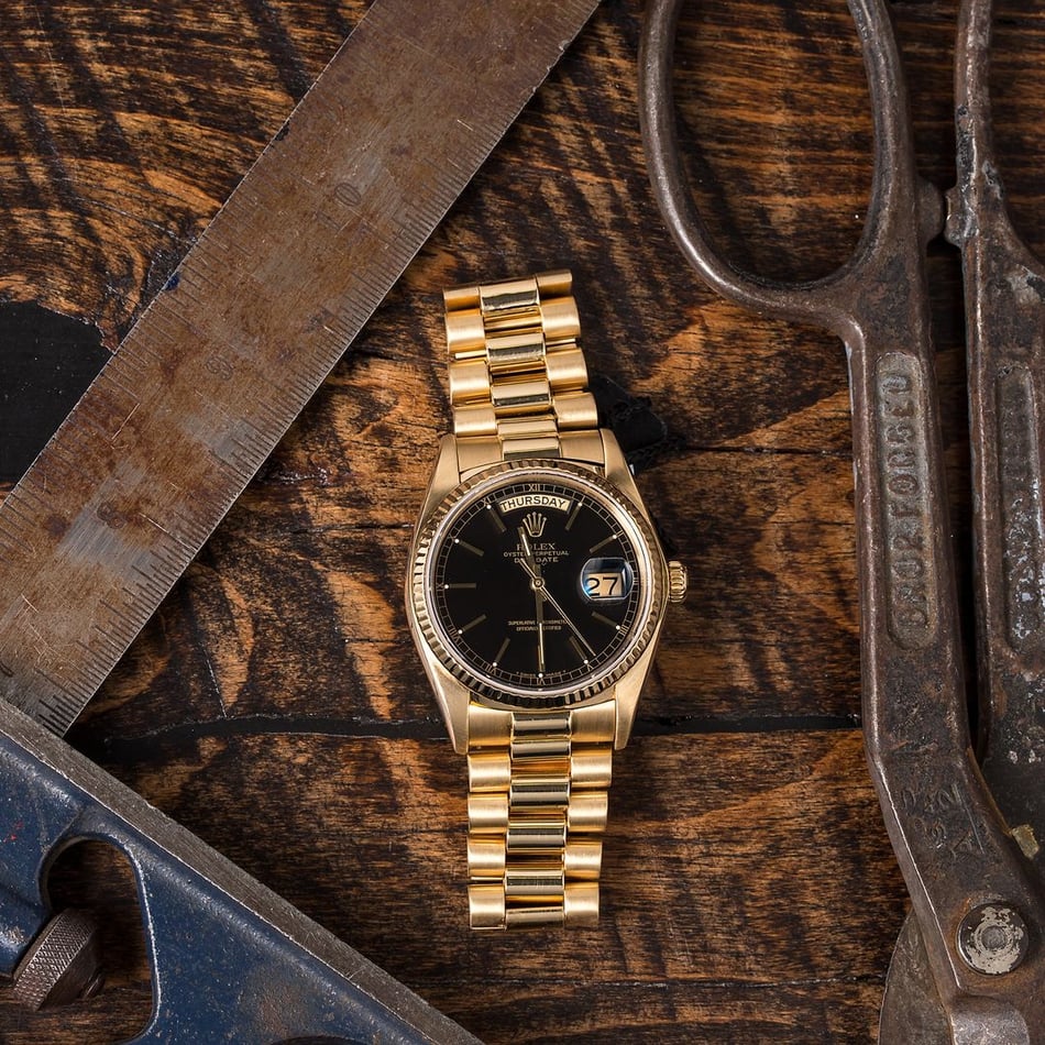 Rolex Day-Date 18038 Black Index Dial Certified Pre-Owned