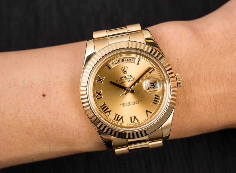 Rolex Day-Date 218238 Champagne Roman Dial