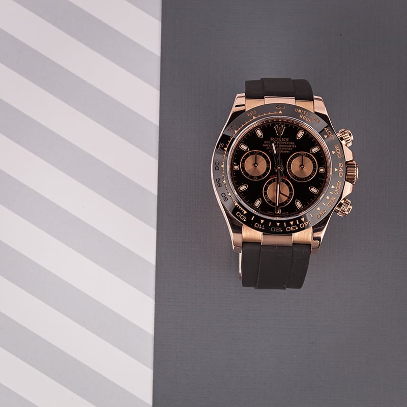 Used Rolex Rose Gold Daytona 116515 Oysterflex Strap