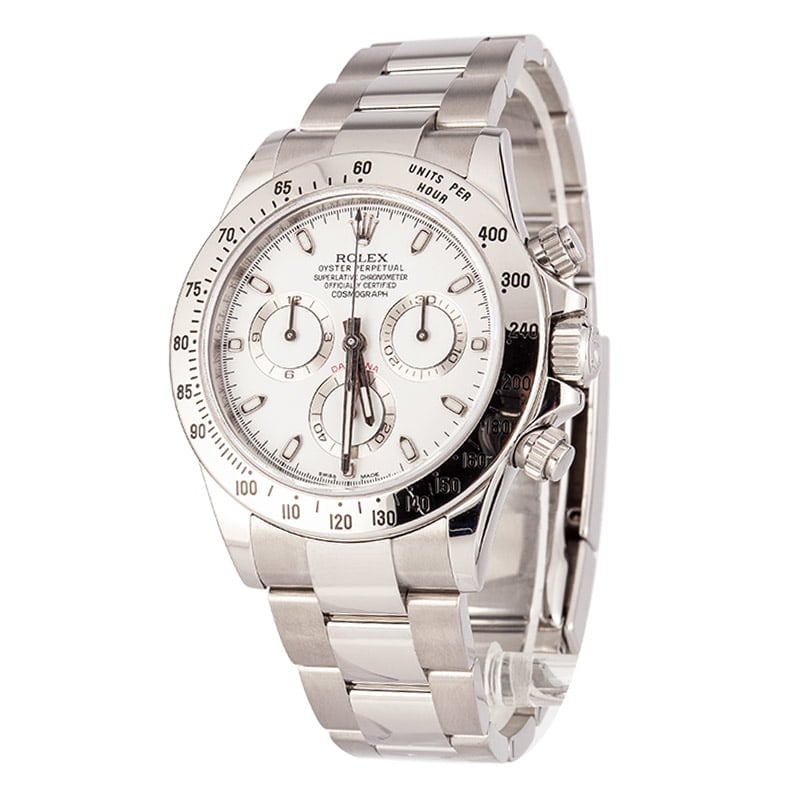 Certified Steel Rolex Daytona 116520 White Dial