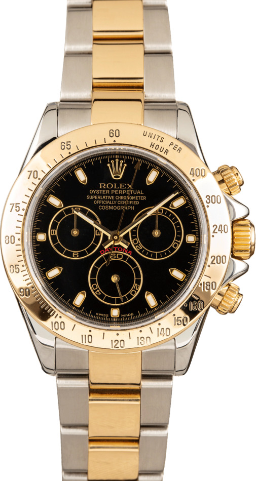 rolex daytona black dial two tone