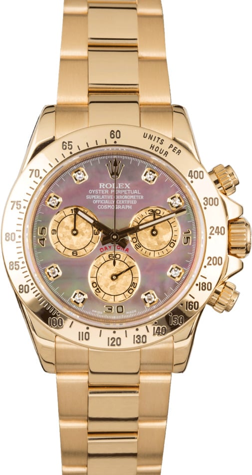 Rolex Daytona 116528 Black Mother of Pearl Diamond Dial