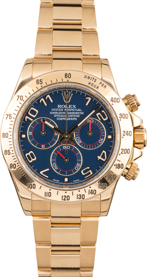 Rolex Gold Daytona 116528 Blue Arabic Dial