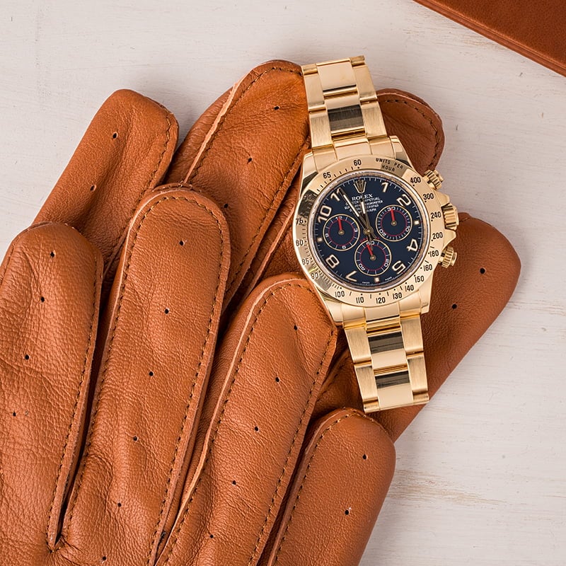 Rolex Gold Daytona 116528 Blue Arabic Dial