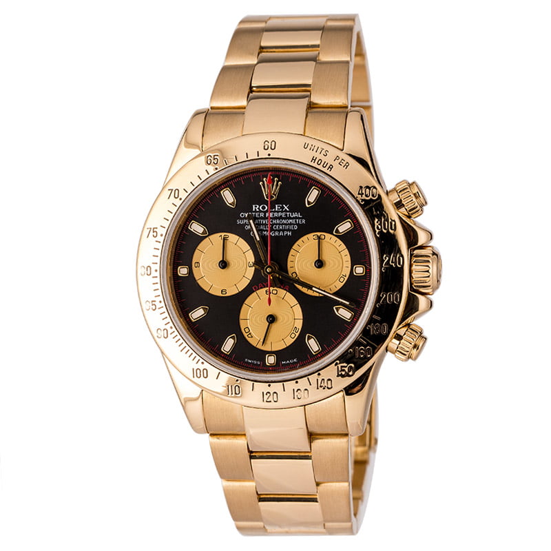 18K Yellow Gold Rolex Daytona Black Dial