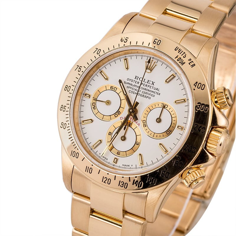 18K Yellow Gold Rolex Daytona White Dial