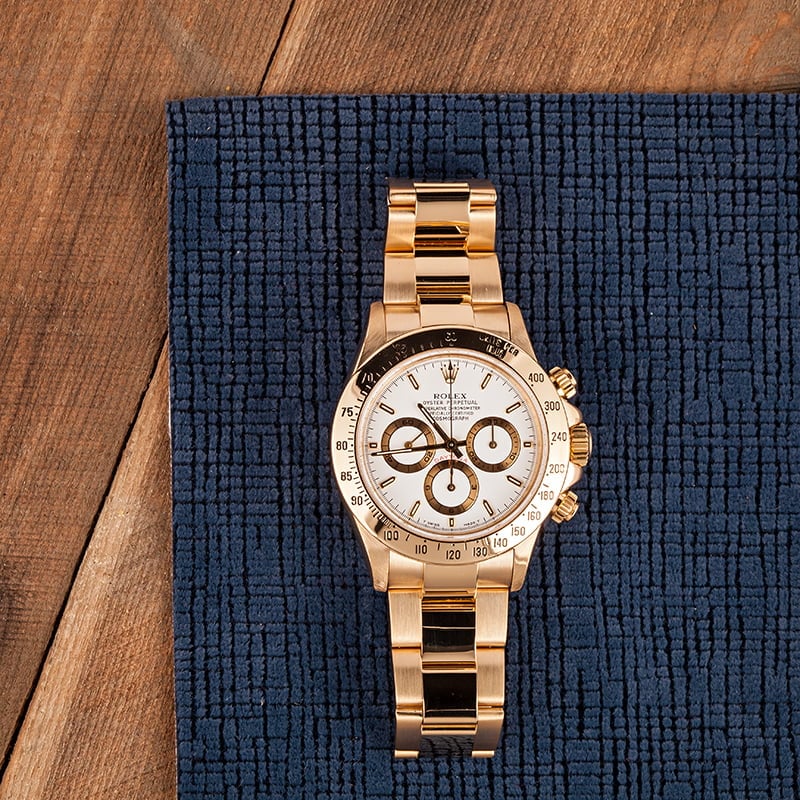 18K Yellow Gold Rolex Daytona White Dial