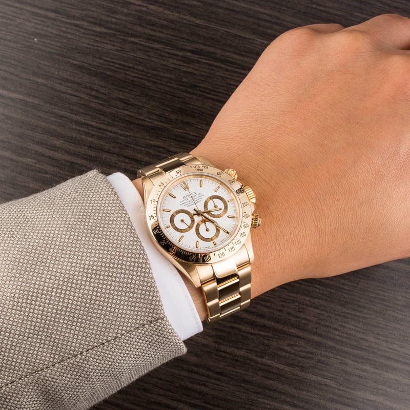 18K Yellow Gold Rolex Daytona White Dial