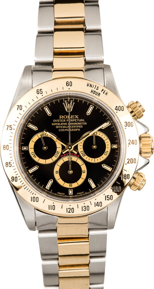 rolex daytona black dial two tone