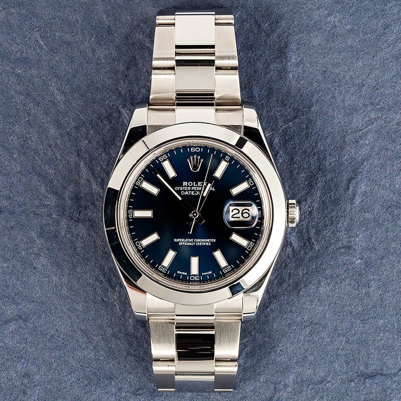Pre-Owned Rolex Steel Datejust 116300 Blue Dial