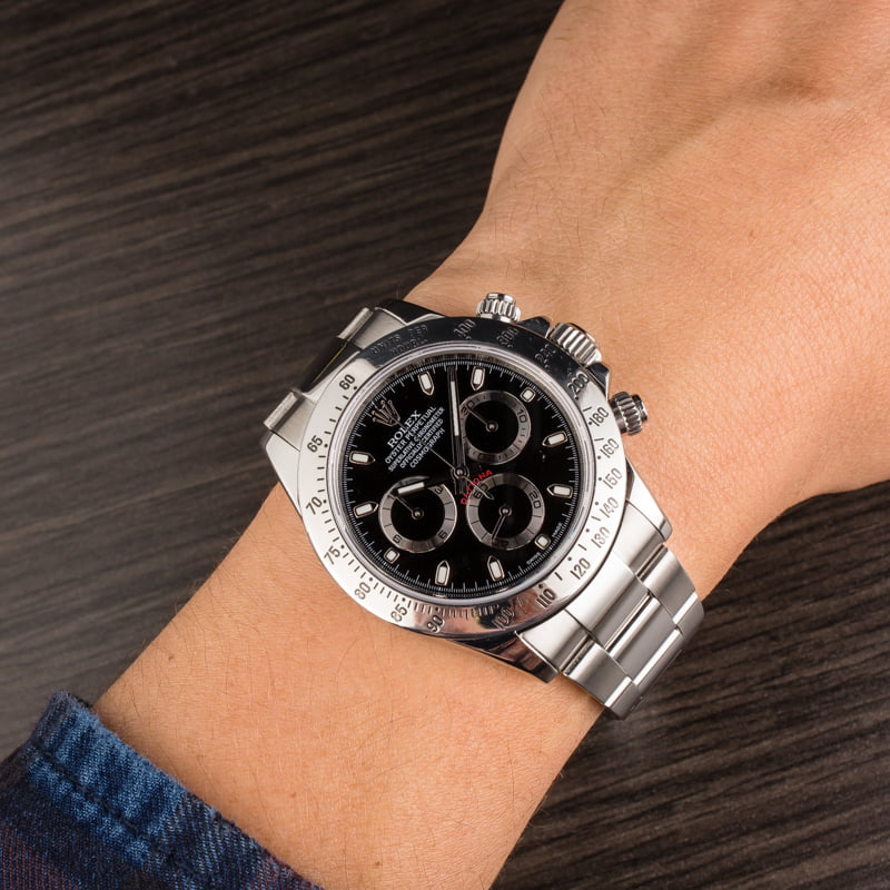 Pre Owned Rolex Daytona Steel 116520 Black Luminous Dial