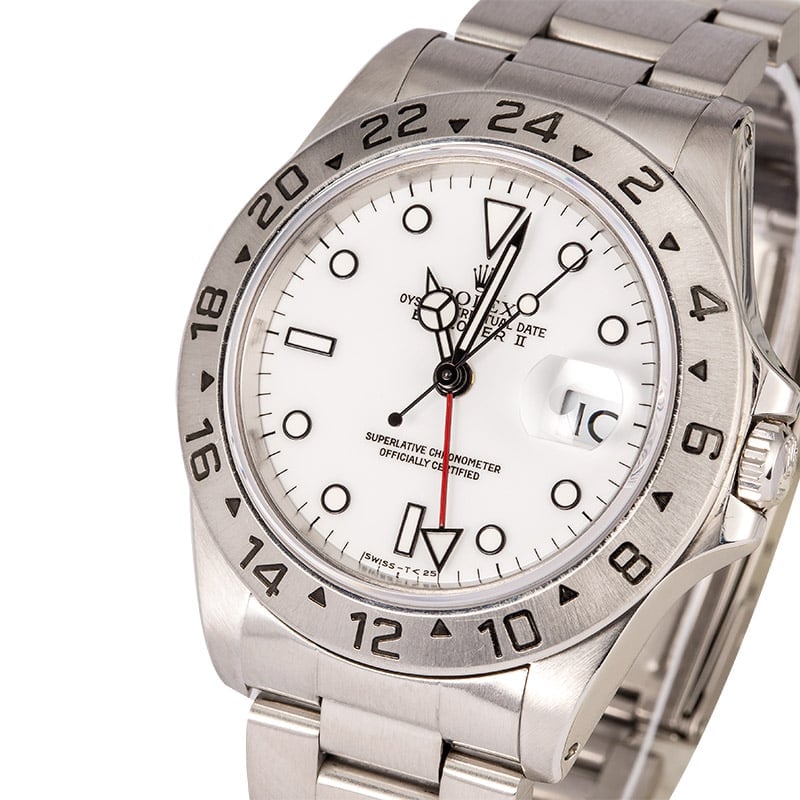 Certified Rolex Explorer II 16570 White Polar Dial