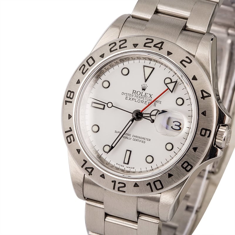 Used Rolex Explorer II Steel 16570 White Dial Serial Engraved