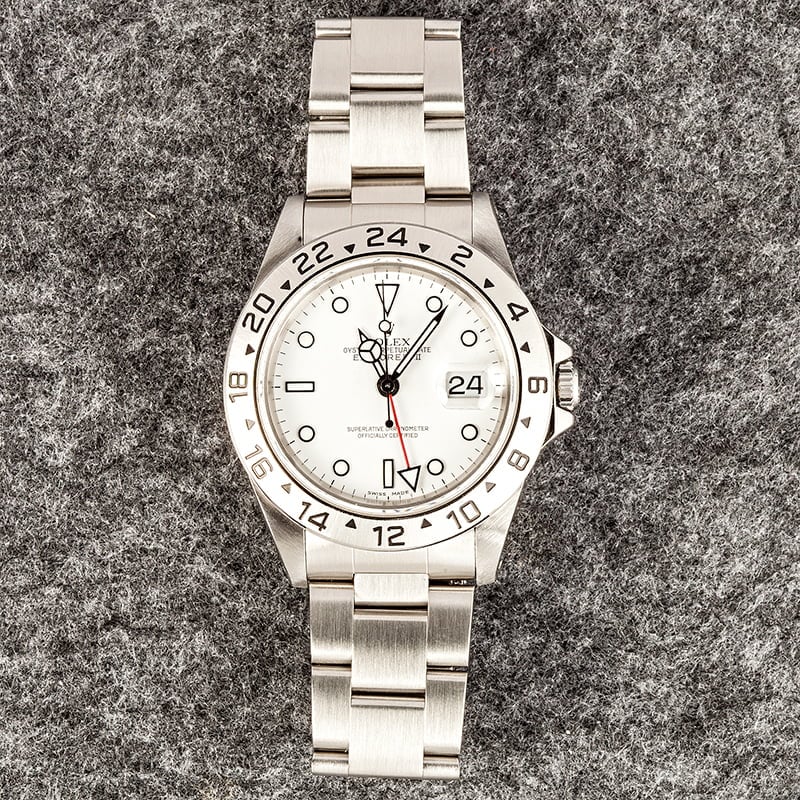 PreOwned Rolex Explorer II Ref 16570 White Dial Stainless Steel