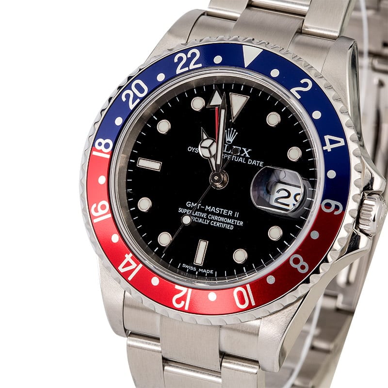 Rolex GMT-Master II Pepsi 16710 No Holes Watch