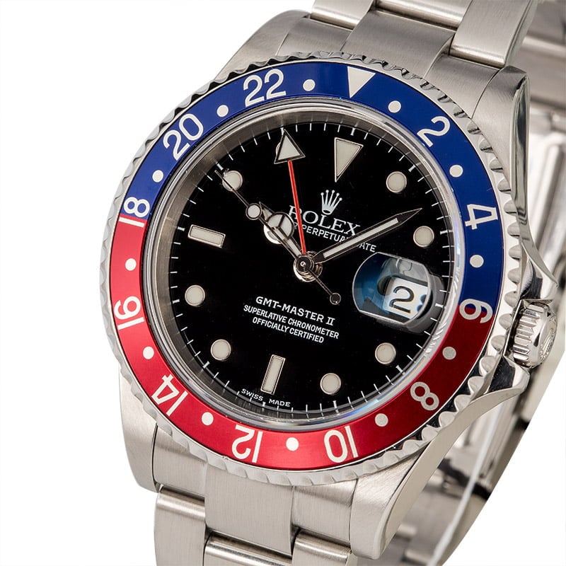 Certified Rolex GMT Master II Ref 16710 'Pepsi' Bezel Insert