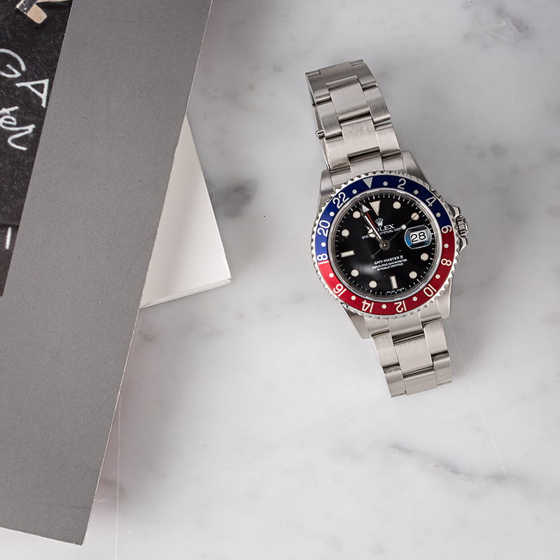 Certified Rolex GMT Master II Ref 16710 'Pepsi' Bezel Insert