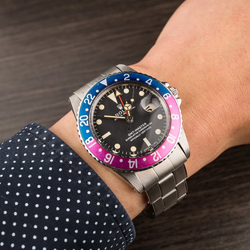 Vintage 1968 Rolex GMT-Master 1675 with Fuchsia Insert