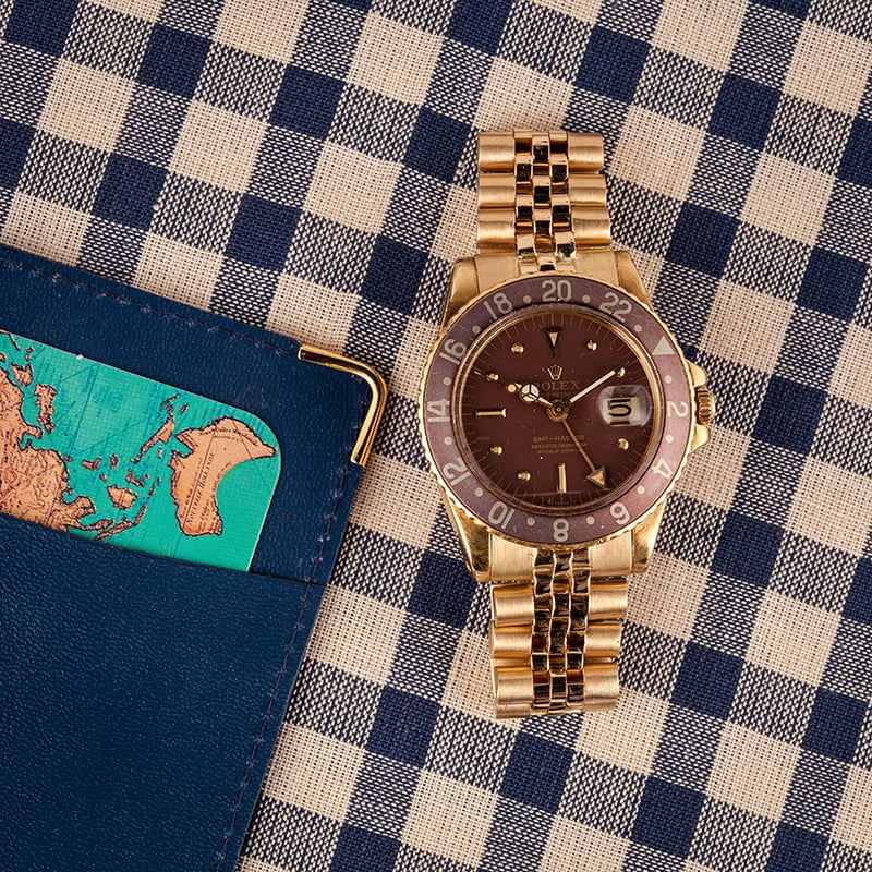 Vintage 1972 Rolex GMT-Master 1675 Yellow Gold 'Root Beer'