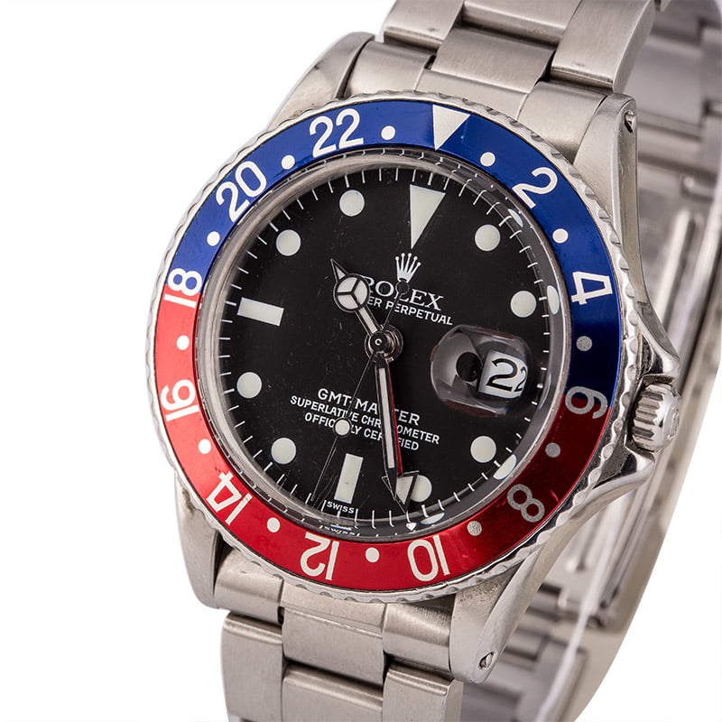 Vintage 1970 Rolex GMT-Master 1675 Pepsi Bezel Watch