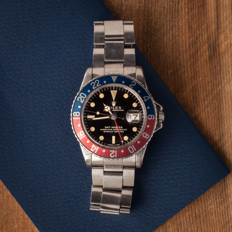 Vintage Rolex GMT-Master 1675 Glossy Gilt Dial "Pepsi"