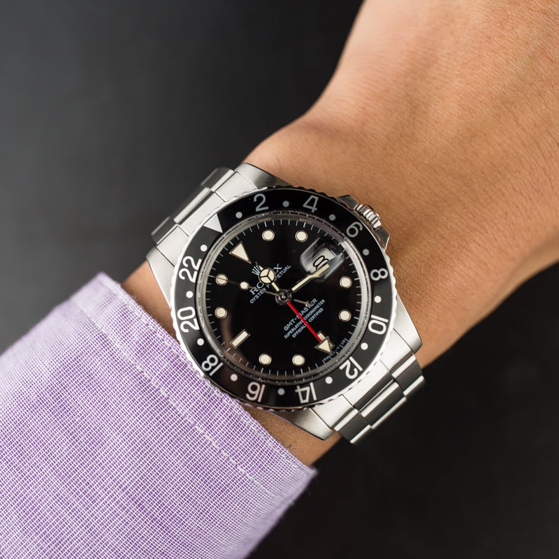 PreOwned Rolex GMT-Master 16750 Black Dial