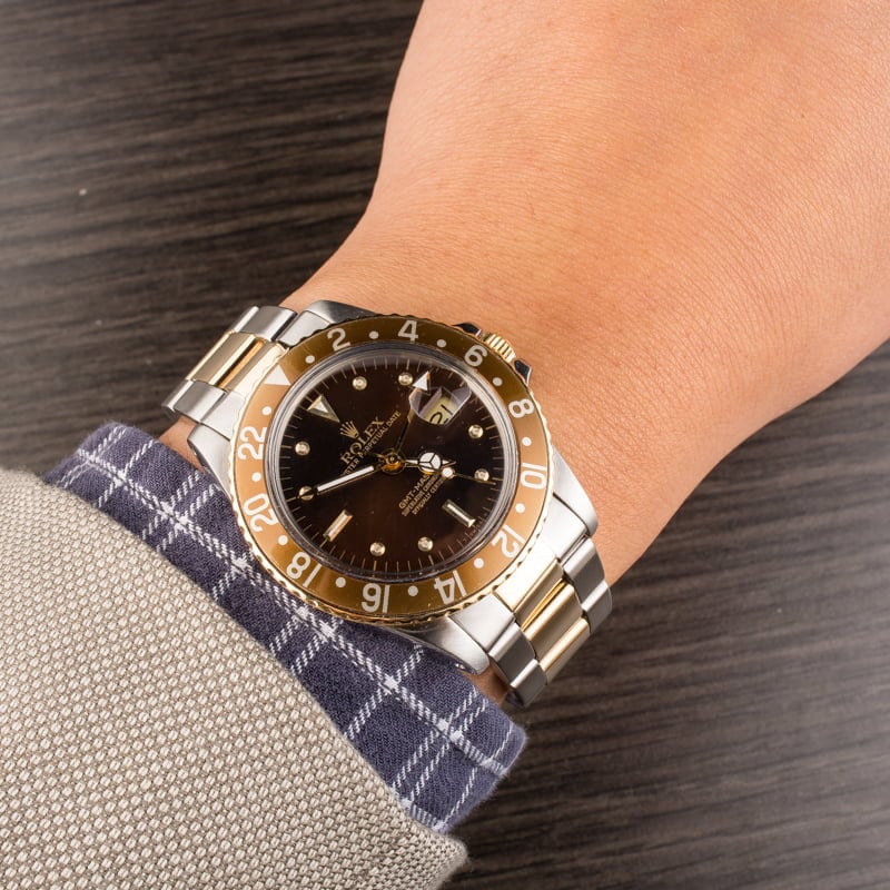Used Rolex Two Tone GMT-Master 16753 'Root Beer' Insert T