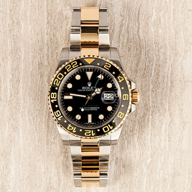 GMT Master II Rolex Steel and Gold 116713 Black