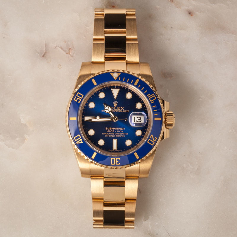 Rolex Gold Submariner 116618 Blue