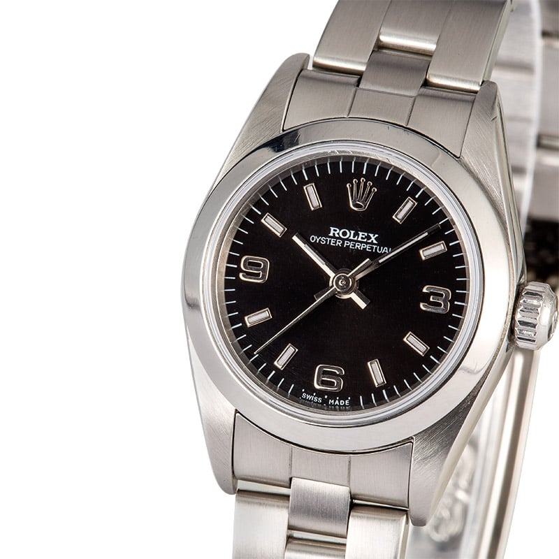 Rolex Ladies Oyster Perpetual 76080 Black Dial