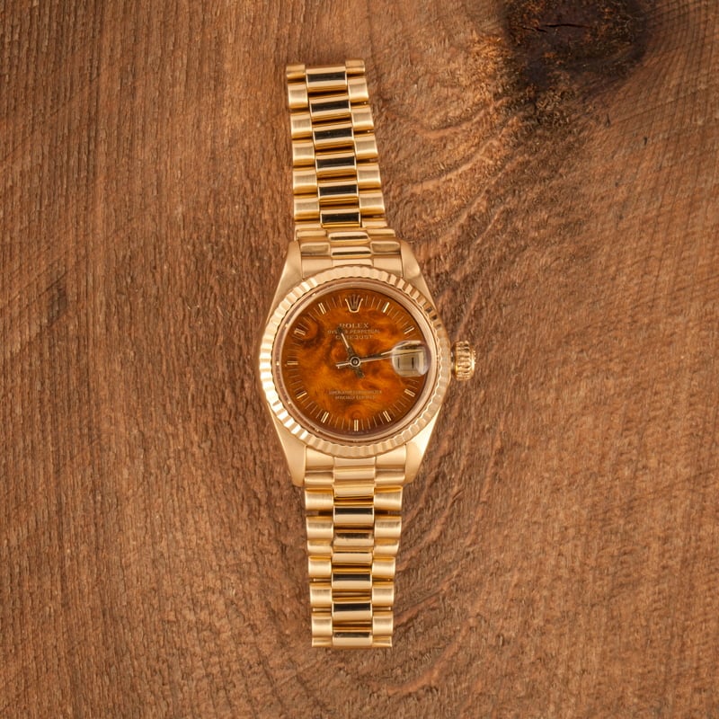 Ladies Rolex President 6917 Wood Dial