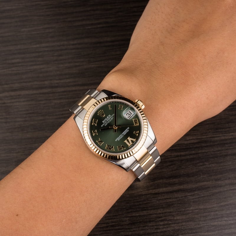 Used Rolex Datejust 178273 Mid-size Olive Green Dial