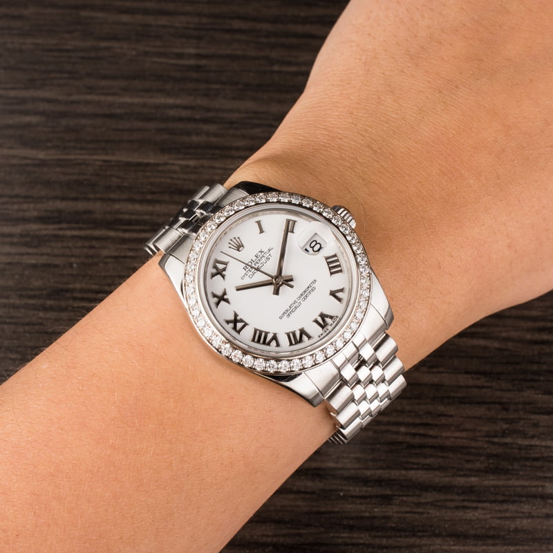Pre Owned Rolex Ladies Datejust 178384 Diamond Bezel T