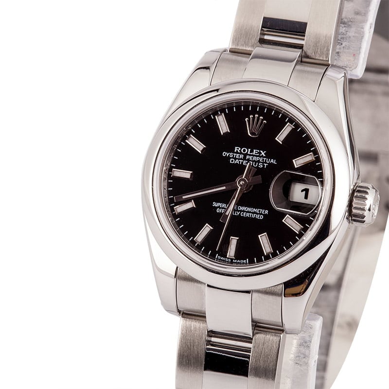 Pre-Owned Rolex Ladies Datejust 179160 Black Dial T